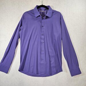 Spaidersilk Button Up Shirt Mens Medium M Purple Long Sleeve Stretchy